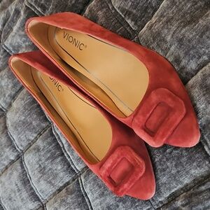 Vionic Red Suede Flats